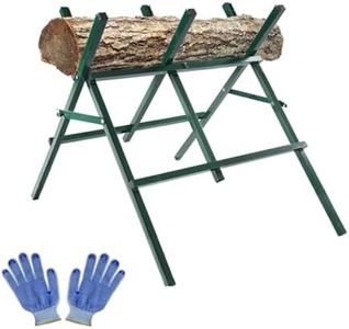 HIGOOD Metal Saw Horses Folding Heavy Duty Sawhorses Adjustable Height Log Sawhorse Holder for Cutting Wood 2.5X3.4X2.7FT