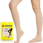 Ailaka 20-30 mmHg Compression Calf Socks for Women & Men, High Open Toe Graduated Support Varicose Veins Knee Stockings Hosiery, Travel, Nurses, Pregnancy, Recovery