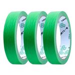 3 Rolls Low Tack Masking Tape, Writable Masking Tape Green Painters Tape Decorators Tape Low Tack Tape Professional Grade Painting Tape for Renovation Work, Indoor Painting Decorating (20mm x 20m)