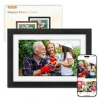 Digital Photo Frame WiFi Oak Wood Frame 10.1 Inch Frameo Digital Picture Frame with 1280x800 HD IPS Touchscreen, Built-in 32GB, Auto-Rotate, Share Photos Videos via Frameo APP, Gifts for Women Men