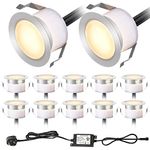 INDARUN Warm White Led Decking Lights Outdoor Waterproof IP67 Ø31MM 12V - Led Plinth Light Kits for Terrace/Patio/Path/Wall/Garden/Decoration, Lot of 12