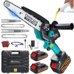 Mini Chainsaw Cordless, 8 inch & 6 inch Electric Chain Saw with 2 Pack Rechargeable Batteries, Men’s Gifts Battery Powered Handheld Chainsaw for Trees Branches Trimming Wood Cutting