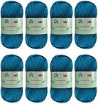 8 Skeins Crochet Knitting Yarn 70% Rayon derived from Bamboo, 30% Cotton Superfine Fingering Weight Sunny Cat Cotonnio Imported (Aegean Blue)