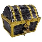 Okima Kids Pirate Treasure Chest Storage Box,Golden Border Decorative Pirate Chest with Lock and Key for Kids Birthday,Halloween, Christmas Pirate Party Favors