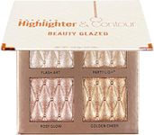 4 Colors Highlighter Contour Palette Natural Glow Face Brightens&Shades and Body Shading Shimmer Bronzer Powder Shimmer Glitter Illuminating Cheek Makeup