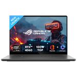 ASUS ROG Zephyrus G16,AMD Ryzen AI 9 HX 370 Gaming Laptop(NVIDIA RTX 4060-8GB/100W TGP/16GB/1TB/2.5K QHD+/16"/240Hz/Windows 11/M365 Basic (1Year)*/Office Home 2024/Eclipse Gray/1.85 Kg)GA605WV-QP478WS