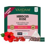 VAHDAM, Hibiscus Rose Tea Bags - 100% Whole Hibiscus Flowers Herbal Tea Bags (100 Count) With Rose, Chamomile & Exotic Spices | Caffeine Free, Floral Flavor Tisane | Resealable Ziplock Pouch