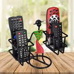 D&V ENGINEERING Metal Stylish Tabletop Remote Holder/Stand/Organizer/Living Room Showpiece For Tv Ac Dvd Dth Remotes (4-Remotes, Green & Pink).