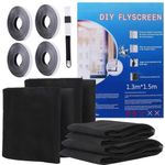 4 Packs Fly Screen for Window, Insect Mesh Window Nets1.3m*1.5m, with 4 Rolls Self-Adhesive Tapes,Cleaning Brush, Black