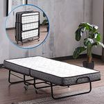 AVENSIS Miranda 2ft6 Portable Foldable Bed with Auto Folding Legs,12.5 cm Memory Foam Luxurious and Comfortable Mattress with Sturdy Metal Frame, Metal Solid 360° Castor Wheels for Guest (Single)