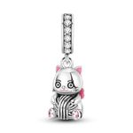 NARMO 925 Sterling Silver Charm Cute Cat Juggling Ball Charm for DIY Bracelets Silver Jewelry Charms Bead for Women Girls