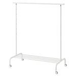 Ikea Modish Clothes Rack with Six Level Convertible and Bottom Shelves On Wheels in White Sold by STOCKLAND