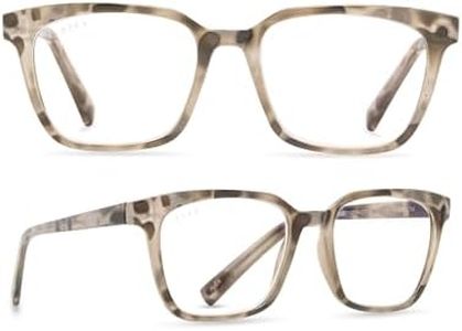 DIFF Reading glasses for Women, Lightweight Oversized Readers Alex 2 designer blue light glasses with magnification, Cream Tortoise