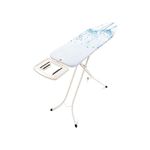 Brabantia Size B Ironing Board (49x15 in) 7 Height Options, Solid Steam Iron Rest Holder (Cotton Flower) Non-Slip Feet, Anti-Collapse Child Locks