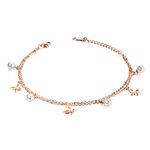 Rockyu Women's Anklet Pink Gold 18K Plated Titanium Electrocardiogram Anklet Heart Heart Shape Bracelet Thin Chain 8.3 + 1.6 inches (21 + 4 cm) Adjustable Size Stylish Accessory (Heart) Titanium No Gemstone