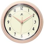 Infinity Instruments LTD. Retro 9 inch Silent Sweep Non-Ticking Mid Century Modern Kitchen Diner Wall Clock Quartz Movement Retro Wall Clock Decorative (Rose Blush)…