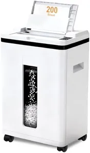 Boyuevi 200-Sheet Auto Feed Paper Shredder, 40 Min Non-Stop Heavy Duty Shredders, P-5 Ultra Security Commercial Paper Shredder for Home Office, Micro Cut Shredder with Casters, 5.8 Gal, <60 dB(White)