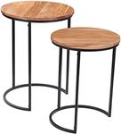 BIRDROCK HOME Wooden Nesting Side Tables - Mid Century Modern Stackable Coffee Table - Space-Saving Wooden End Table for Living Room, Bedroom, Centerpiece, Office, Balcony - Natural Mango Wood - 2 Set