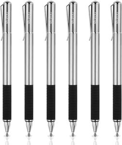 Mixoo Stylus Pens for Touch Screens 6 Pack - Disc & Fiber Tip 2 in 1 High Sensitivity Universal Stylus for iPad, iPhone, Tablets and All Capacitive Touch Screens (6 Grey)