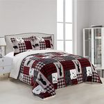 Elegant Comfort Reversible Down Alternative Micro-Suede 3-Piece Comforter Set, Flannel Wool Faux, Patch, Twin XL