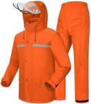 iCreek Rain Suit Waterproof Jacket and Trouser Suit Raincoat for Men and Women Outdoor All-Sport Breathable Anti-storm (XXL, Orange)