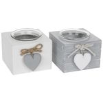 Joe Davies Set of 2 Provence Single Tealight Holders - Grey and White