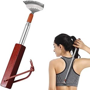 Back Scratcher Long Extendable, Azymi Wall Mount Back-Scratcher for Women Men Adults-Wood Handle- Hanging String- Wide Claw