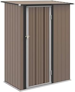 Outsunny Abri de Jardin 1,2 m² - Remise pour Outils - cabanon Porte verrouillable - dim. 142L x 84 x 189H cm - tôle d'acier Marron
