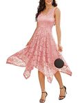 Meetjen Handkerchief Hem Asymmetrical Cocktail Formal Swing Dress Sleeveless Mother of Bride Dresses for Wedding Blush M