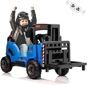 12V Electric Ride on Forklift Car with Remote Control, Ride on Car with Liftable Fork and Pallet, High/Low Variable Speed, Music, USB, MP3, and Low-Power Alarm for Boys and Girls(No Tent,Blue)