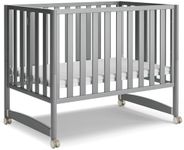 MAMAZING EvoNook 7-in-1 Convertible Mini Crib - Easy Assembly, Portable Folding Baby Mini Crib with Wheels, 100% New Zealand Pinewood, 4 Adjustable Mattress Heights (Crib, Pebble Grey)