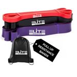 Set of 3 Pull Up Assist Bands – Red, Black and Purple Resistance Bands - Exercise Bands, Long Workout Loop Bands for Body Stretching, Powerlifting, Fitness Training, Bonus Carrying Bag (10lbs-185lbs)