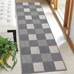 HEBE Indoor Doormat Doormat, Non Slip Absorbent Resist Dirt Entrance Rug, Extra Long Washable Low-Profile Inside Floor Door Mat (20"X59", Grey)