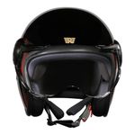 ROYAL ENFIELD MLG Jet NEO Open FACE Helmet | Made Like A Gun- ISI Certified | ABS GI | High Impact Grade Thermoplastic & High Density EPS Liner for Superior Impact Protection Black & RED (M) 58 CM