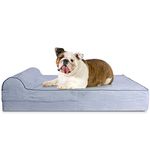 Large 5.5'' Orthopedic Memory Foam Dog Bed With 2.5'' Pillow - Includes Waterproof Inner Protector & Removable Cover - Grey