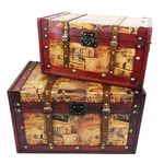 Set of 2 Wooden Storage Trunk Chest Set - Gift ideas for Mum, Mothers Day, Christmas, Birthday, Toy Box, Blanket Box