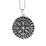 Genuine 925 Sterling Silver Personalised Viking Compass Necklace/Rune Necklace/Free Engraving Service/Quality Handmade Silver - KIMNKIM D5-3