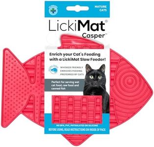 Lickimat Casper & Felix, Fish-Shaped Cat Slow Feeders for Feline Boredom and Anxiety Reduction; Perfect for Food, Treats and Anxiety Reduction. (Yellow, Felix) (Purple, Felix) (Pink, Casper)