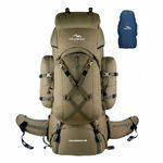 TRAWOC WILDWING 95L Internal Frame Travel Backpack with Detachable Daypack/Camping Hiking Trekking Bag Large Rucksack Bag for Men & Women BHK007, Olive Green