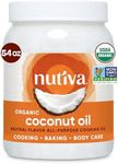 Nutiva Organic Steam-Refined Coconut Oil, 54 Fl Oz, USDA Organic, Non-GMO, Vegan, Keto, Paleo, Neutral Flavor and Aroma for Cooking & Natural Moisturizer for Skin and Hair