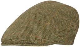 WALKER AND HAWKES - Green Sage Premium Derby Tweed Teflon Lining Cambridge Flat Cap Unisex - Dark Sage - S (57cm)