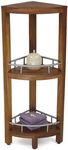 AquaTeak Patented Kai Corner Teak and Stainless 3 Shelf Corner Stand