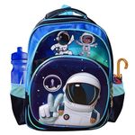 NARAYANMUNI Space Astronaut School Backpack | Honeycomb Design Soft Breathable Back Cushion| L-28 X W-16 X H-36 CM| Kindergarten Kids for 1 to 6 Years-Blue