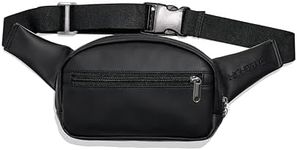HigherDOSE EMF Blocking Black Fanny Pack - Vegan Leather Waist Bag for Women & Men - Shields Against Harmful Electromagnetic Waves - Includes Crossbody Strap & Adjustable Waistband