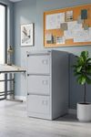 Amazon Brand - Solimo Steel 3 Drawer Filing Cabinet | Lockable Metal File Cabinet for Legal Size Documents | Smooth Glide Drawers | Heavy Duty Office Storage Organizer | (Light Grey)