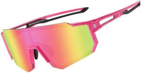 DUCO Polarized Kids Sunglasses Youth Sports Cycling Shades Lightweight Frame UV400 Child Boys Girls Baseball SunGlasses DK310 (Rose Purple Dot Black Temple Revo Pink Lens)