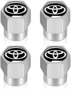 XIGRALUCK Tire Valve Stem Cap for Toyota Metal Tire Stem Cover with Belt O-Ring Air caps Sports Accessories 4 Pack Black