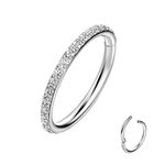 7mm 16G Conch Piercing Jewelry 316L Surgical Steel Segment Nose Hoop Ring CZ Paved Segment Helix Piercing Jewelry Earring Rook Ring Nose Piercing Jewelry Silver Earrings Seamless Clicker 16 Gauge Ring