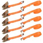 YAYODS 6 Pack Ratchet Straps (5m x 25mm), 800kg Break Strength Heavy Duty Ratchet Strap with J Hooks, Tie Down Straps for Roof Rack, Cargo, Motorcycle, Orange