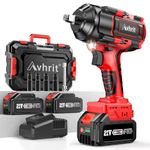 Avhrit 738Ft-lbs (1000N.m) Cordless Impact Wrench 1/2, High Torque Electric Impact Gun w/ 2X 4000mAh Battery, Fast Charger & 4 Sockets, Power Impact Driver for Car Home